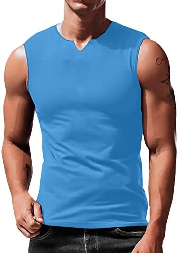 גופיות טנקים מזדמנים של XXBR גברים, קדמי קיץ V חולצות אפוד ללא שרוולים אימון שרירים אתלט
