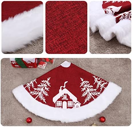 חצאית עץ חג המולד של Sewroro שטיח עץ חג המולד קטיפה לבנה עם דפוס עץ איילים לעיצוב חג המולד קישוטי