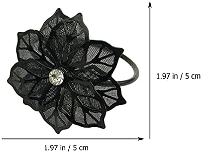 עיצוב שחור של Abofan 6 יחידות פרח מתכת מפיות מפיות טבעות ליל כל הקדושים טבעות מפיות מפיות טבעות