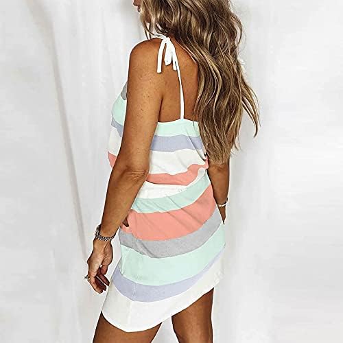 קיץ שמלות לנשים לקשור לצבוע מקרית מיני שמלות עם כיסים הלטר רצועת שרוך חוף שמלת חולצה שמלה