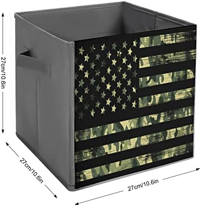 אמריקאי דגל עם הסוואה גדול קוביות אחסון פחי מתקפל בד אחסון תיבת ארון מארגני עבור מדפים