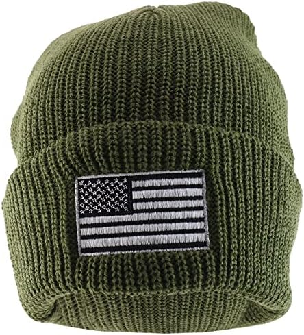 כובע כפת מצולעים רקום בדגל אמריקאי בצבע אפור גדול