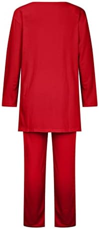 אדום רזה בגד גוף בתוספת גודל מכנסיים תלבושת סט עבור נקבה חורף סתיו 2023 כותנה טרקלין שתי חתיכה עם סדק מכנסיים