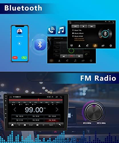 DIN DIN אנדרואיד סטריאו סטריאו אלחוטי Apple Carplay, 10 '' רדיו רכב עם Bluetooth GPS Wifi FM רדיו