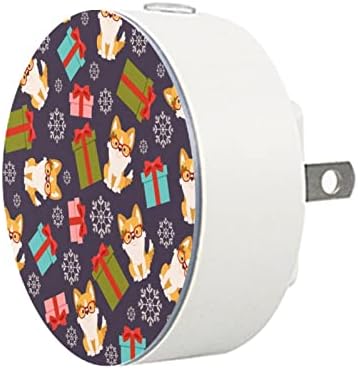 2 מארז התוספת מנורת לילה הוביל לילה אור חמוד קורגי כלב חג המולד דפוס עם חשכה לשחר חיישן לילדים