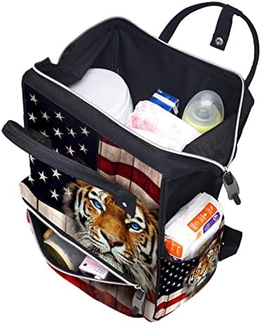 תרמיל נסיעות Guerotkr, שקיות חיתולים, תיק חיתול תרמיל, דגל אמריקאי ראש נמר