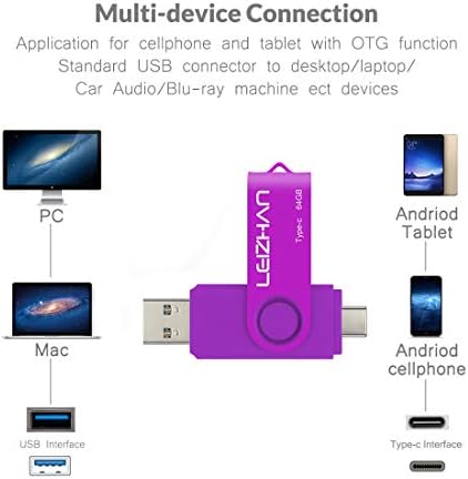 Leizhan 64GB סוג C כונן פלאש USB USB 3.0 USB C מקל לתמונת טלפון עבור Samsung Galaxy S10, S9,