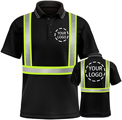 Yoweshop ראות גבוהה חולצות בטיחות רפלקטיביות לוגו מותאם אישית היי ויקור חולצת פולו של שרוול קצר לשרוול לגברים