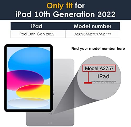 DTTO iPad מארז דור 10 10.9 אינץ '2022, דק דק-קיפול עמדת TPU רכה חבילה מארז עם iPad 10 מקרה ברור, צהוב