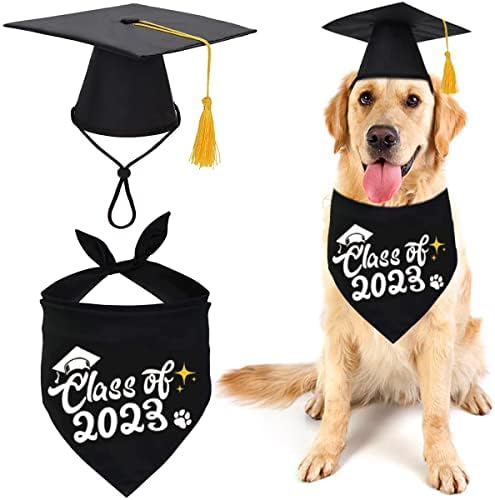 2 מכסי סיום חיות מחמד 2023 תחפושת בנדנה עם ציצית צהובה כובעי סיום כלבים מתכווננים כובעים משולש גורים רחיץ ביגוד