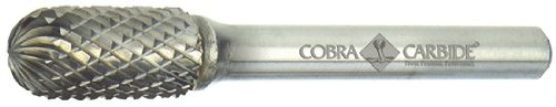 COBRA CARBIDE 10395 מיקרו גרעינים קרביד גלילי גלילי עם קצה רדיוס, חתך יחיד, צורה C SC-42, קוטר שוק