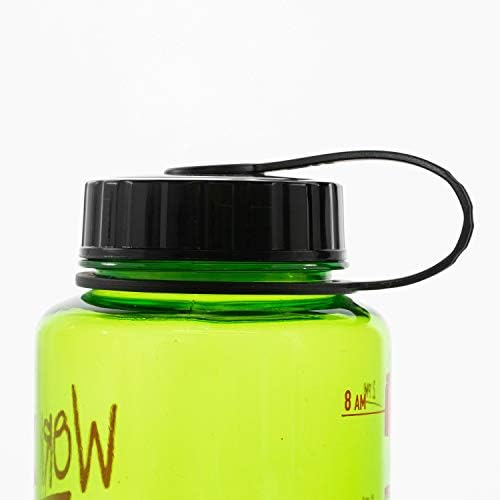 בקבוק ספורט מנעול ומנעול עם סמני זמן BPA פלסטיק טריטן עמיד בחינם למשרד כושר או בחוץ, 1 ליטר, ירוק