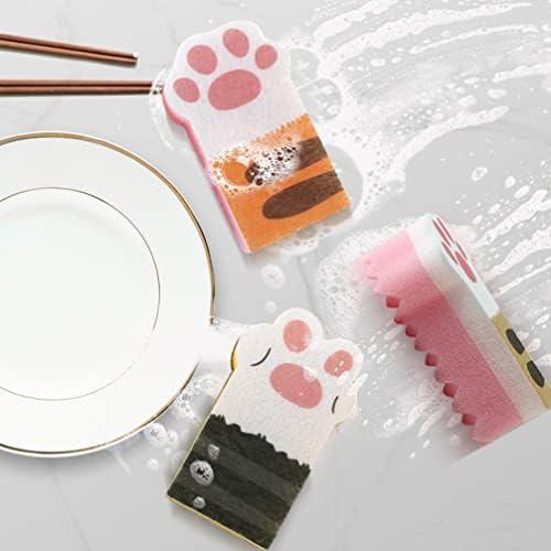 לופה ספוג מטבח ניקוי ספוג ספוג ללא שריטות: 3 יחידים מצוירים חתול מצויר טופר שולחן כלים שטיפת כלים ספוגית