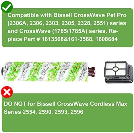 MZY LLC החלפה לחלקים של Bissell Crosswave, 3 חבילות 2460 גלילי מברשת PET PET Multi Pet PET + 3 חבילות