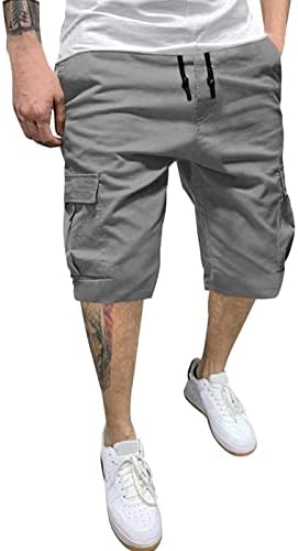 מכנסיים של Miashui Men Plus בגודל קיץ זכר צבע אחיד בתוספת גודל מזדמן כל מכנסי מטען ארוגים אופנתיים עם