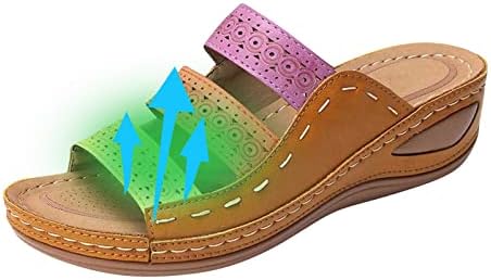 טריז שקופיות נעלי בית לנשים אופנה אורטופדי רומי פלטפורמת צונח רצועת צבעוני נעלי קיץ חיצוני סנדלי
