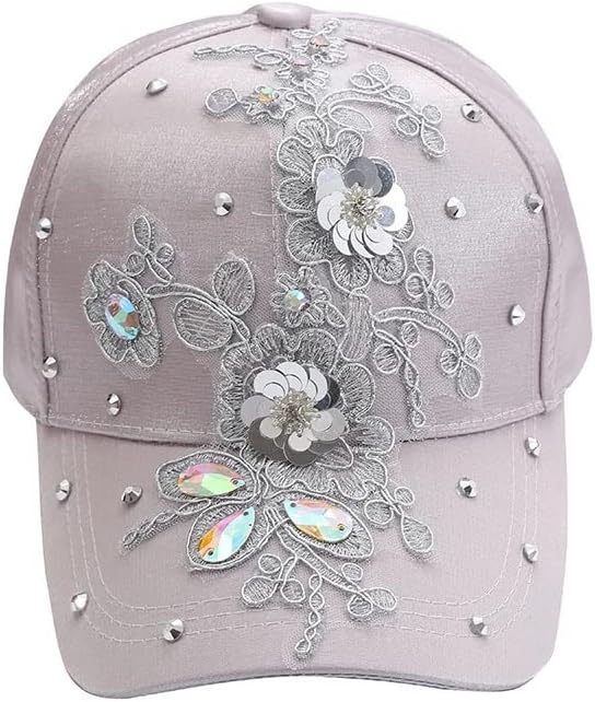 ריינסטון בייסבול כובע בוקרת בייסבול כובע פרחוני דפוס נשים של זכוכית יהלומי כובע
