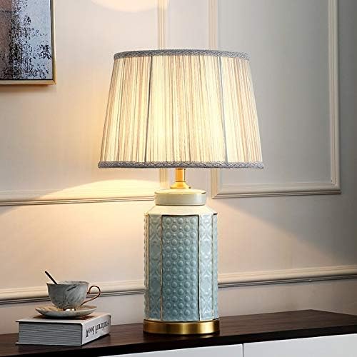 מנורות שולחן פליז LLLY אור שולחן קרמיקה אור לסלון ביתי מלון חדר שינה חדר שינה
