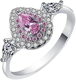 2023 חדש ורוד דמעה בצורת טבעת עם יהלומים פשוט תכשיטים פופולרי אביזרי כיף טבעות לנשים צבעוני