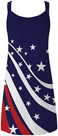 4 ביולי שמלות לנשים קיץ חוף מקרית בוהו שמלת ארה ב דגל שרוולים סקופ צוואר זורם מיני שמלות קיץ