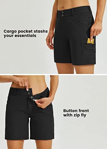 ווייט וויליט לנשים מטייל במכנסיים קצרים מהיר מכנסיים קצרים אתלטי יבש מהיר מכנסי קיץ מזדמנים עם כיסים