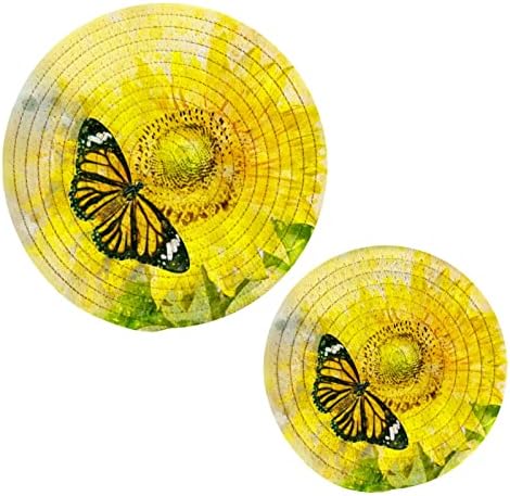 Umiriko Butterfly Sunflower אביב מחזיקי קיץ מחזיקי קיץ מוגדרים 2 יח ', תמציות לעיצוב מטבח, טהור חוטי כותנה
