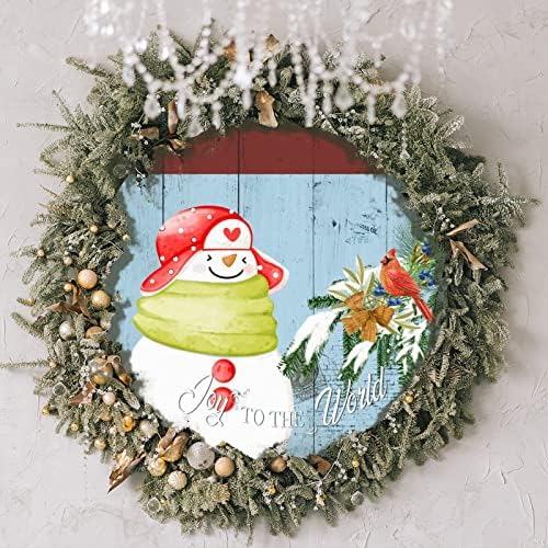 שמחה לעולם עיצוב קיר שלג איש שלג חורף עץ חג המולד שלט קיר חג המולד דלת כניסה חג חג המולד זר צרפתי וינטג
