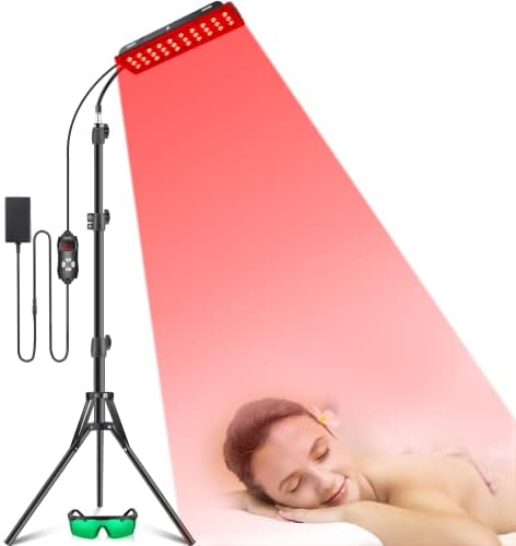 טיפול באור אדום לגוף, מנורת טיפול באור אינפרא אדום אדום עם מעמד מתכוונן 660 ננומטר אור אדום