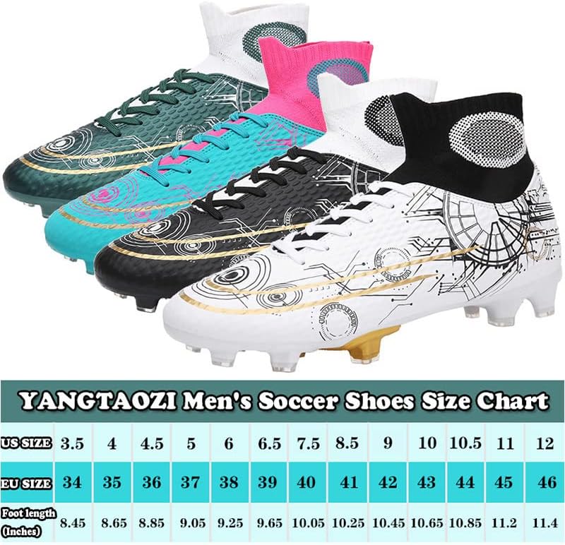 נעלי כדורגל לגברים של יאנגטוזי סוליות מקצועיות FG/AG מגפי כדורגל גבוהים עם ספורט אימוני כדורגל אתלטים נושמים למקורה