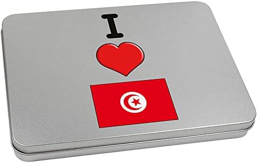 Azeeda 80 ממ 'אני אוהב תוניסיה' מתכת פח/קופסת אחסון