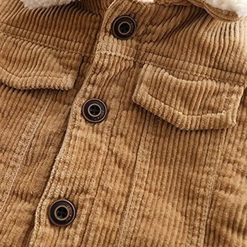 מעיל קידרוי של וולונבוי ז'קט קורדרוי פעוט מעיל חורף מעיל חורף ילד שרפה מרופד כפתור למטה חום.
