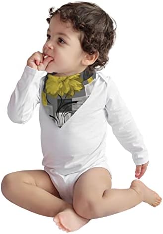 כותנה כותנה ביקבי תינוקות גיאומטריים פרחים גיאומטריים אפור צהוב תינוק בנדנה ריר ריר שיניים בקיעת אוכל ביב