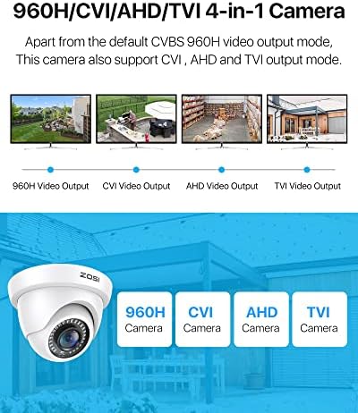 Zosi 2.0MP 1080P 1920TVL היברידי 4-in-1 TVI CVI AHD CVBS מעקב אבטחה מצלמת כדורי כיפת CCTV, עמיד בפני