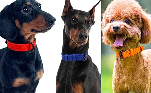 צווארון כלבים עור קלאסי קלאסי, עור PU רך מרופד, צווארון כלבים מתכוונן, צווארון כלבים לגורים קטנים