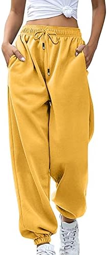 מכנסי קיץ בעלי מותניים גבוהים בשלמות מכנסיים לנשים רופפות מכנסי טרנינג מזדמנים מכנסיים נוחים בצבע אחיד
