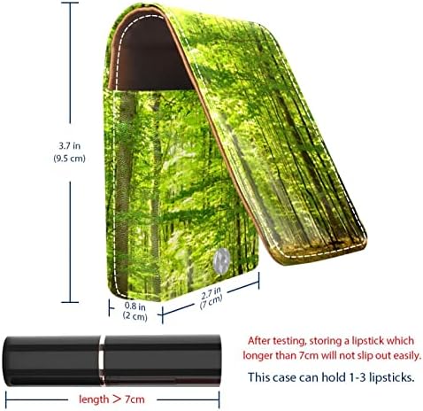 מארגן מארגן שפתונים של Guerotkr Travel, תיק איפור נייד של שפתון עם מראה, דפוס נוף צמח עץ יער