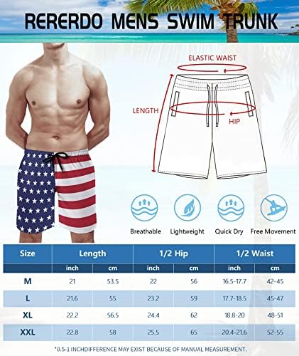 גזעי שחייה של דגל אמריקאי של Rererdo, מכנסי לוח יבש מהיר עם חוף יבש עם דחיסה של דחיסה גברים