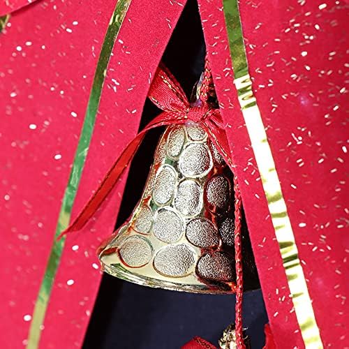 קישוט עץ חג המולד עניבת פרפר אדומה בגדול 13 סמ עם תליון פעמון זל דקורטיבי לקיץ המעטפת