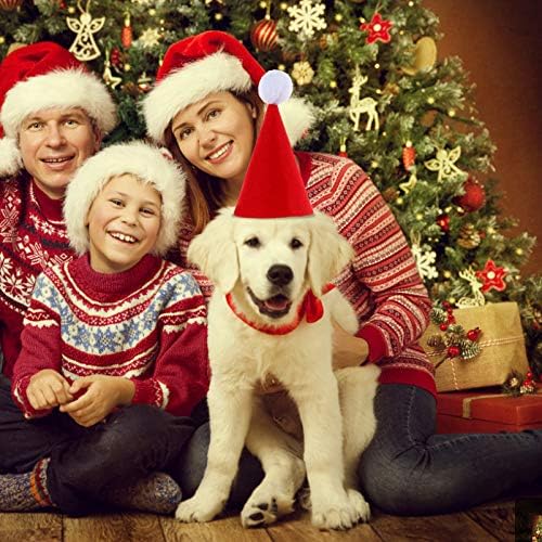 ABOOFAN 2PCS PET כובע חג מולד כלב כובע סנטה כובע חתול תחפושת לחג המולד גור חג המולד חג ליום הולדת