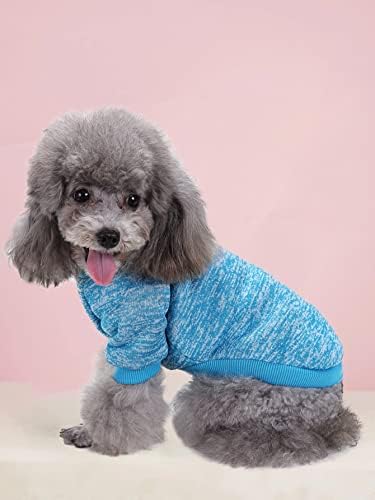 Qwinee מכתב הדפס כלב סווטשירט חולצת כלבים בגדי כלבים אפוד לכלבלב כלבים בינוניים קטנים, בגדי חתול כחול קטן