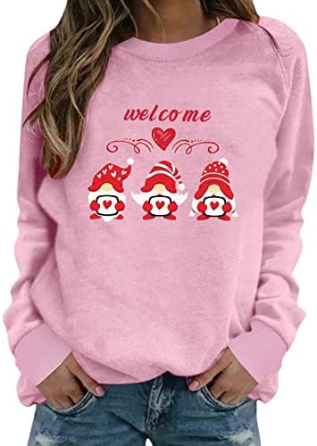 חולצות חג המולד של Aodong לנשים Gnome איילים צמרות גרפיות סוודר שרוול ארוך סווטשירטים טרנדיים בגודל