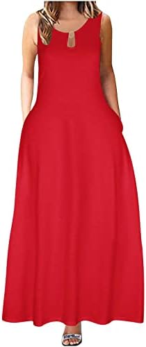 שמלות קיץ של PVCS לנשים 2023 שמלת טנק ללא שרוולים ארוכי שרוולים תנדנד שמלת שמלת מקסי בצבע אחיד שמלה