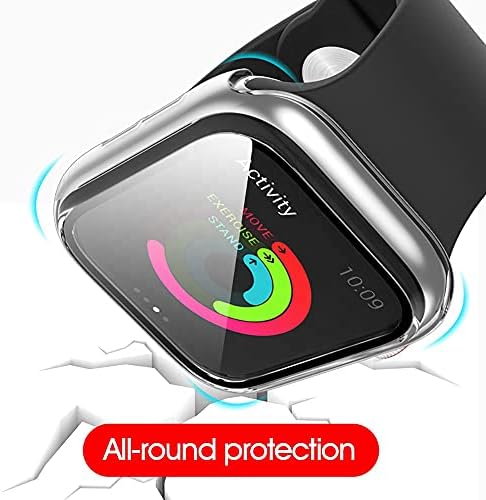 מארז למגן מסך Apple Watch 44 ממ/42 ממ/40 ממ עם זכוכית מחוסמת, מחשב קשה HD כיסוי מלא עבור Apple Watch