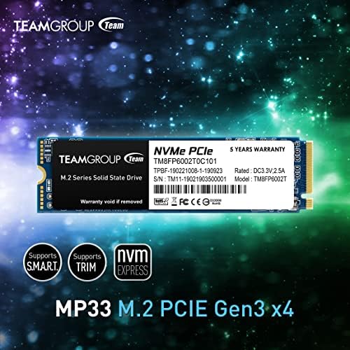 קבוצת צוות MP33 1TB מטמון SLC 3D NAND TLC NVME 1.3 PCIE GEN3X4 M.2 2280 כונן מצב מוצק פנימי SSD תואם