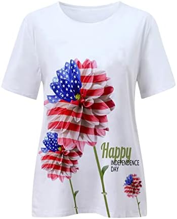 נשים עצמאות יום הדפסת חולצת טי אמריקאי דגל גרפי טיז מזדמן רגיל בכושר חולצה 4 יולי פטריוטי חולצות