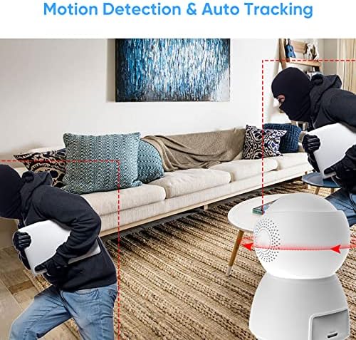 מצלמות WiFi של Qikoo Home Security Wifi מקורה 5GHz מצלמות WiFi, מצלמה פנורמית 360 מעלות עם אפליקציית טלפון,