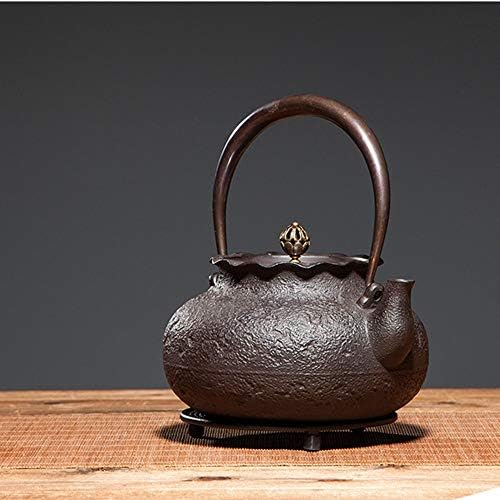 תה תה ברזל קומקום ברזל יפני קומקום ברזל עם ידית מבודדת, קומקום רטרו לתה עלים רופפים, קומק קומקום