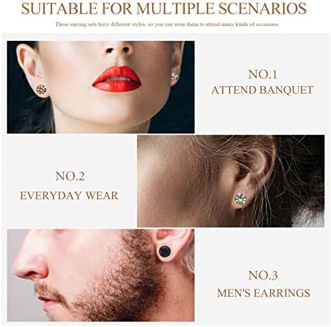 מרפא 4 זוגות אקופרסורה אפור דקורטיבי דקורטיבי יהלום מתכת קליפ מגנט פלדת אוזן על עגילים מתנה לנשים