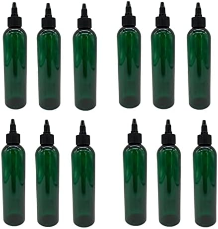 8 גרם בקבוקי פלסטיק קוסמו ירוקים -12 אריזה לבקבוק ריק ניתן למילוי מחדש - BPA בחינם - שמנים אתרים -