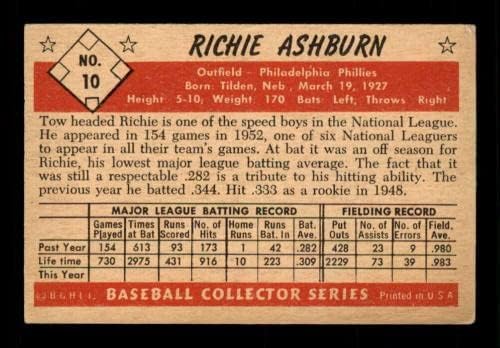 10 ריצ'י אשברן חוף - 1953 כרטיסי בייסבול צבע בייסבול מדורגים VGEX - כרטיסי טירון של בייסבול.